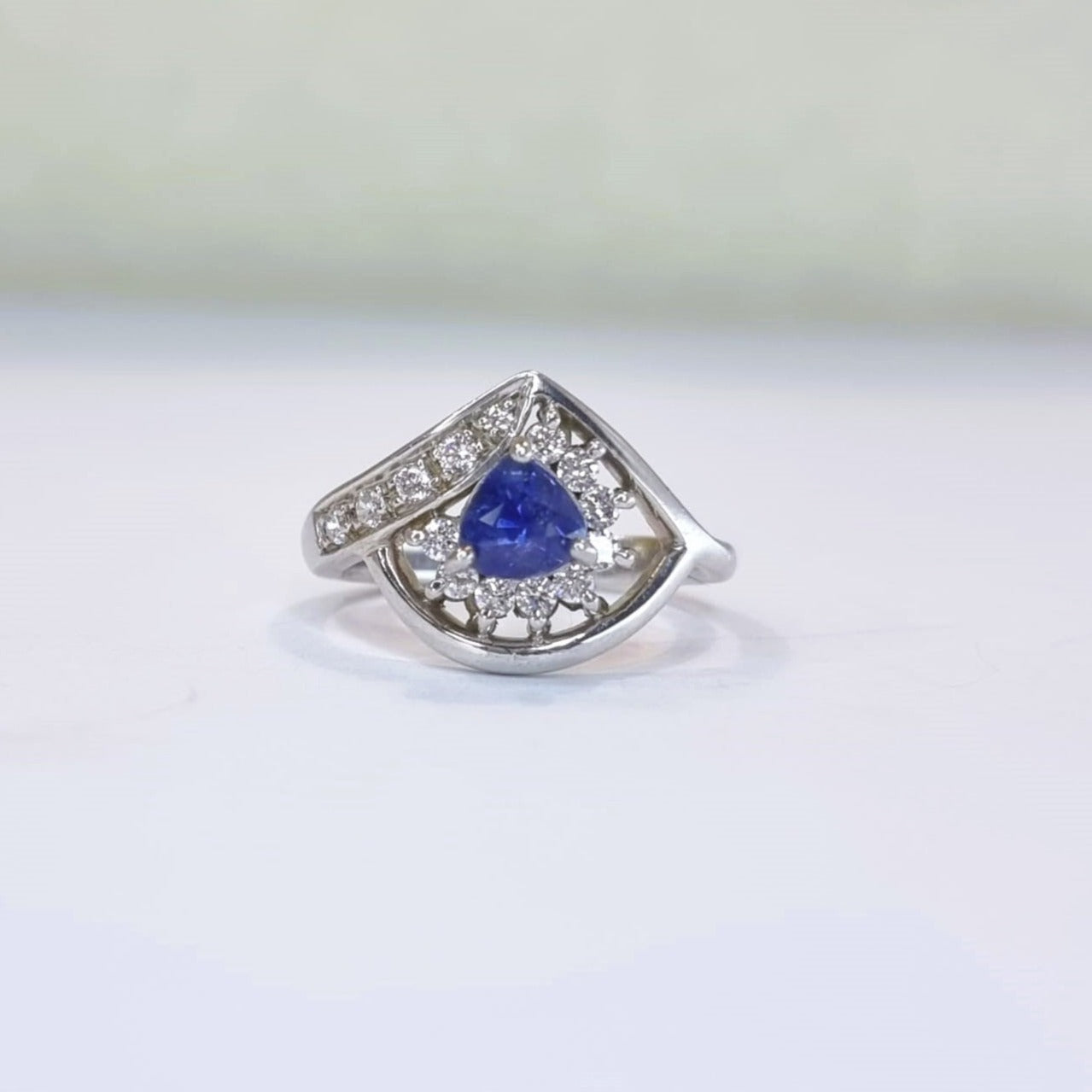 1ct Trillion Natural Blue Sapphire Statement  Ring