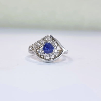 1ct Trillion Natural Blue Sapphire Statement  Ring