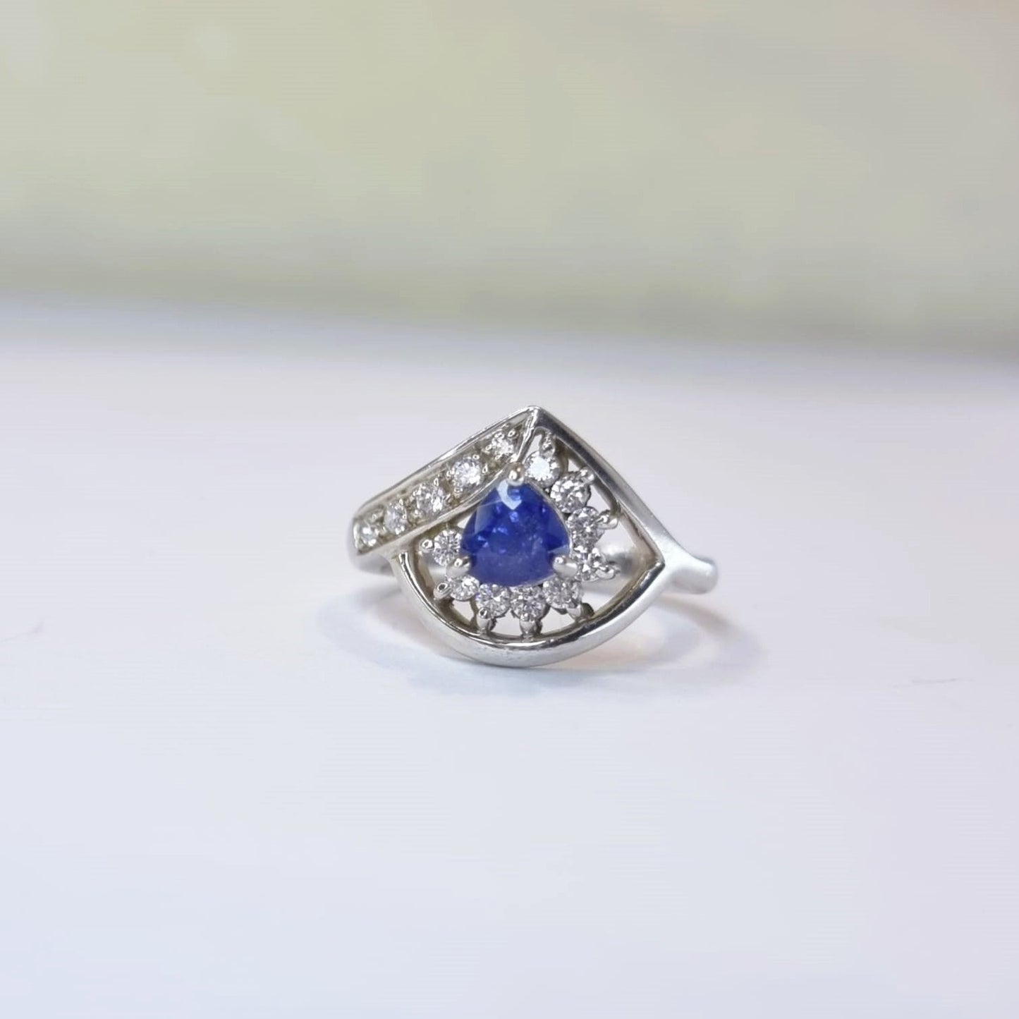 1ct Trillion Natural Blue Sapphire Statement  Ring