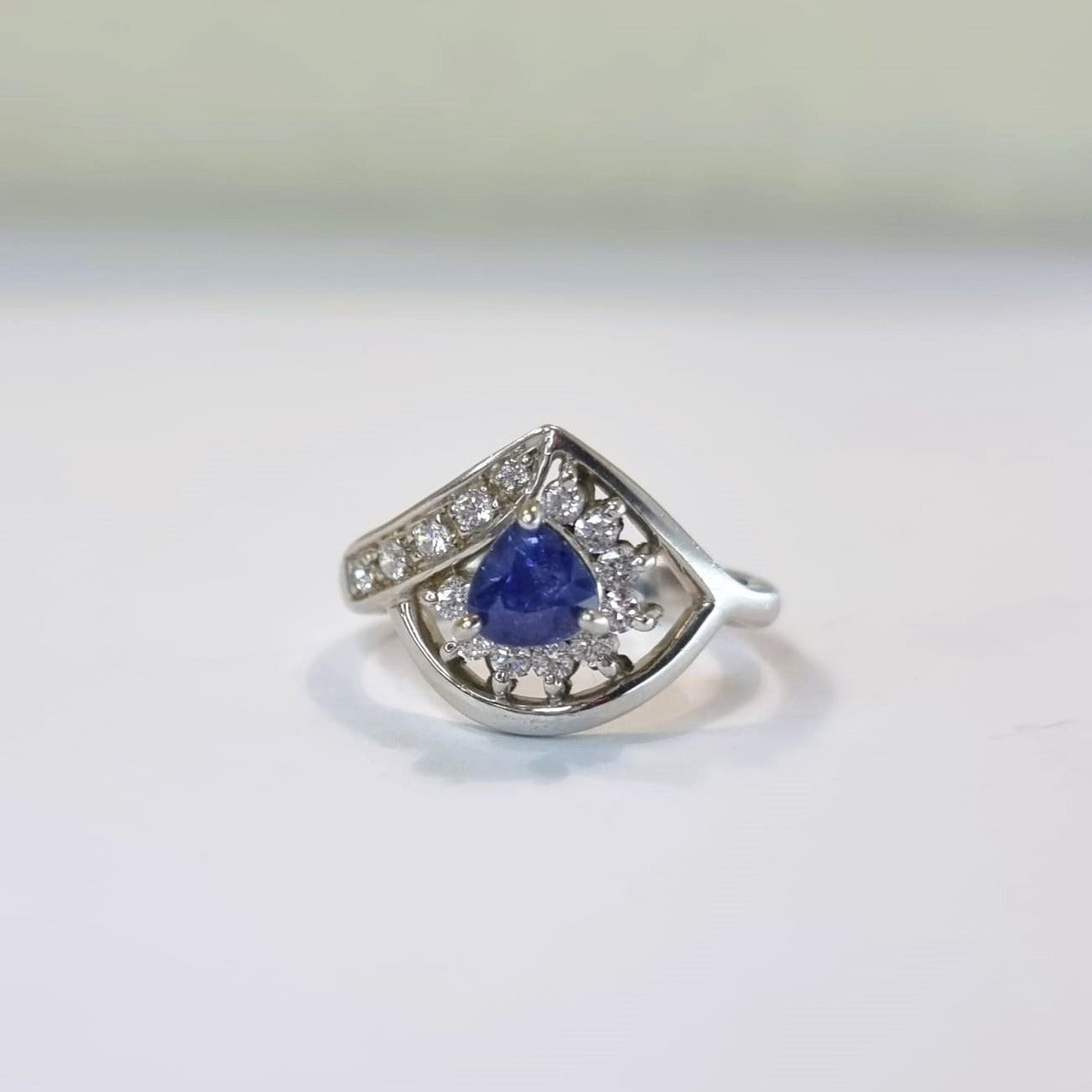 1ct Trillion Natural Blue Sapphire Statement  Ring