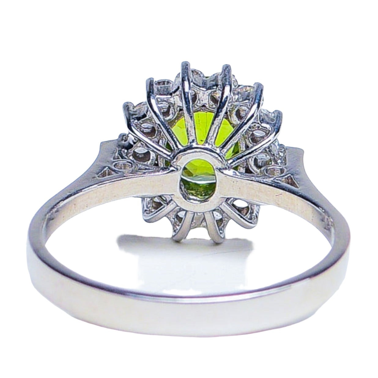 1ct Oval Mint Peridot Platinum Silver Statement Ring