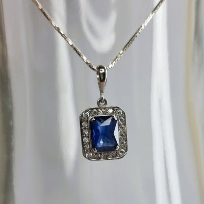 2.5ct Cushion Natural Blue Sapphire Pendant