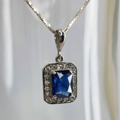 2.5ct Cushion Natural Blue Sapphire Pendant