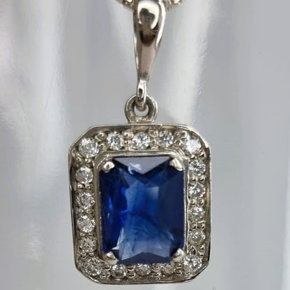 2.5ct Cushion Natural Blue Sapphire Pendant