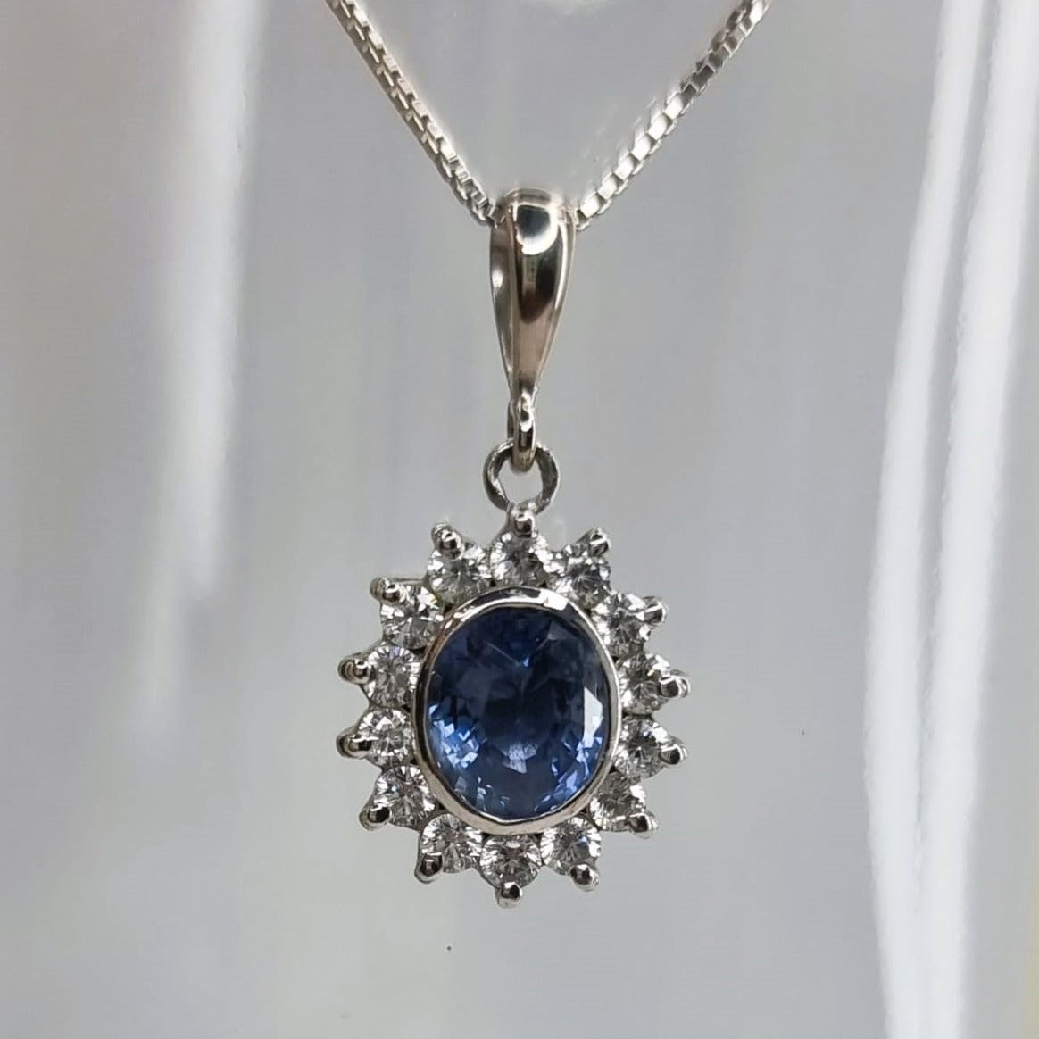 2ct Oval Natural Blue Sapphire Pendant