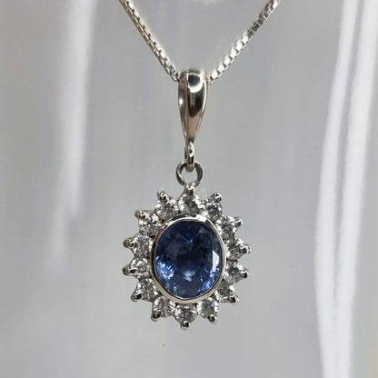 2ct Oval Natural Blue Sapphire Pendant