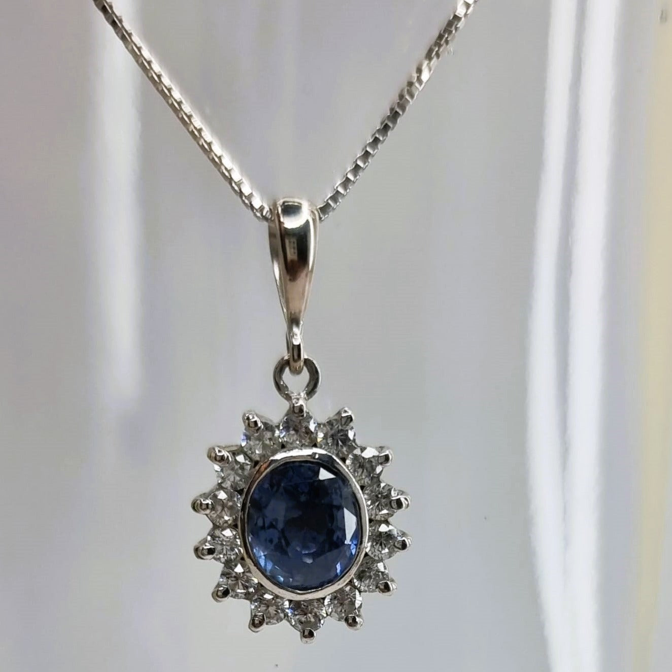 2ct Oval Natural Blue Sapphire Pendant