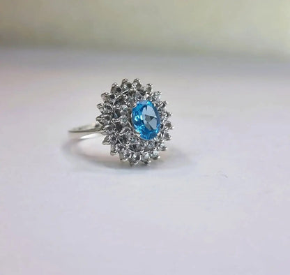 Our 2ct Oval Blue Topaz Silver Cocktail Ring