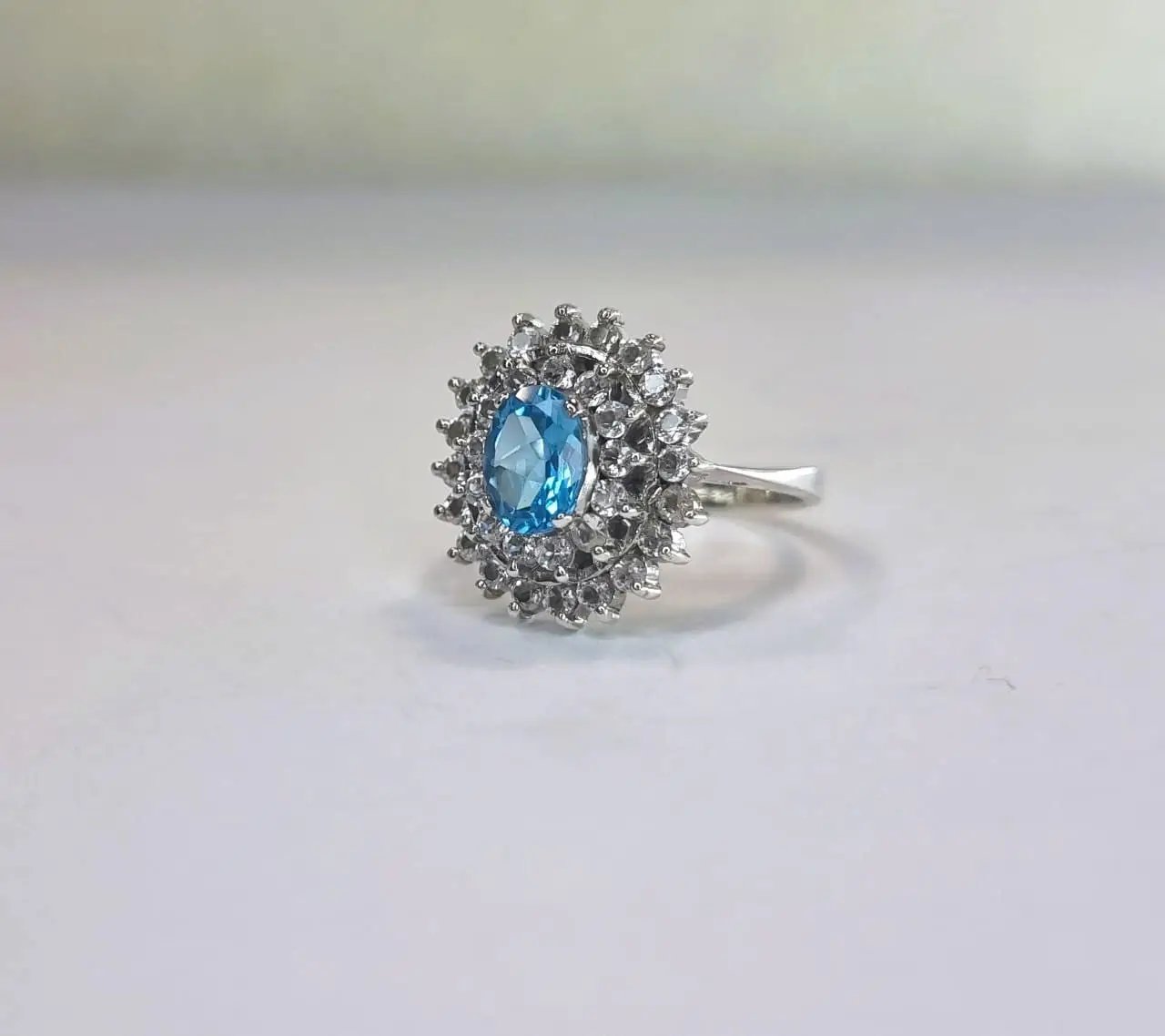 Our 2ct Oval Blue Topaz Silver Cocktail Ring