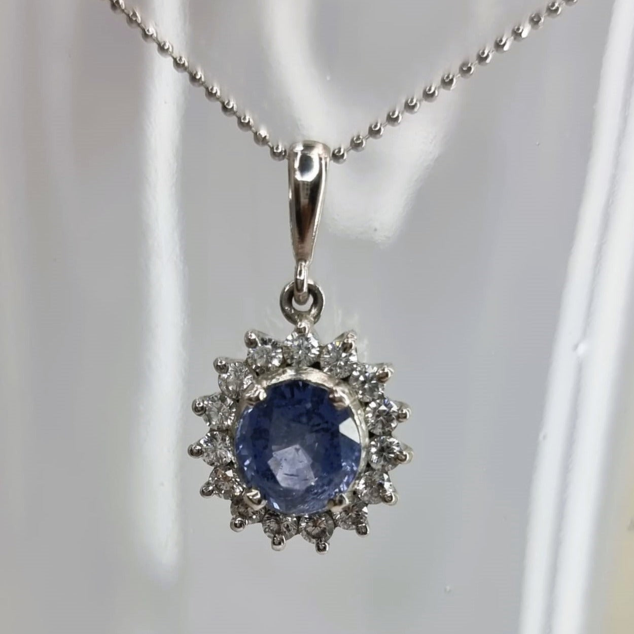 2.0ct Round Natural Blue Sapphire Pendant Necklace