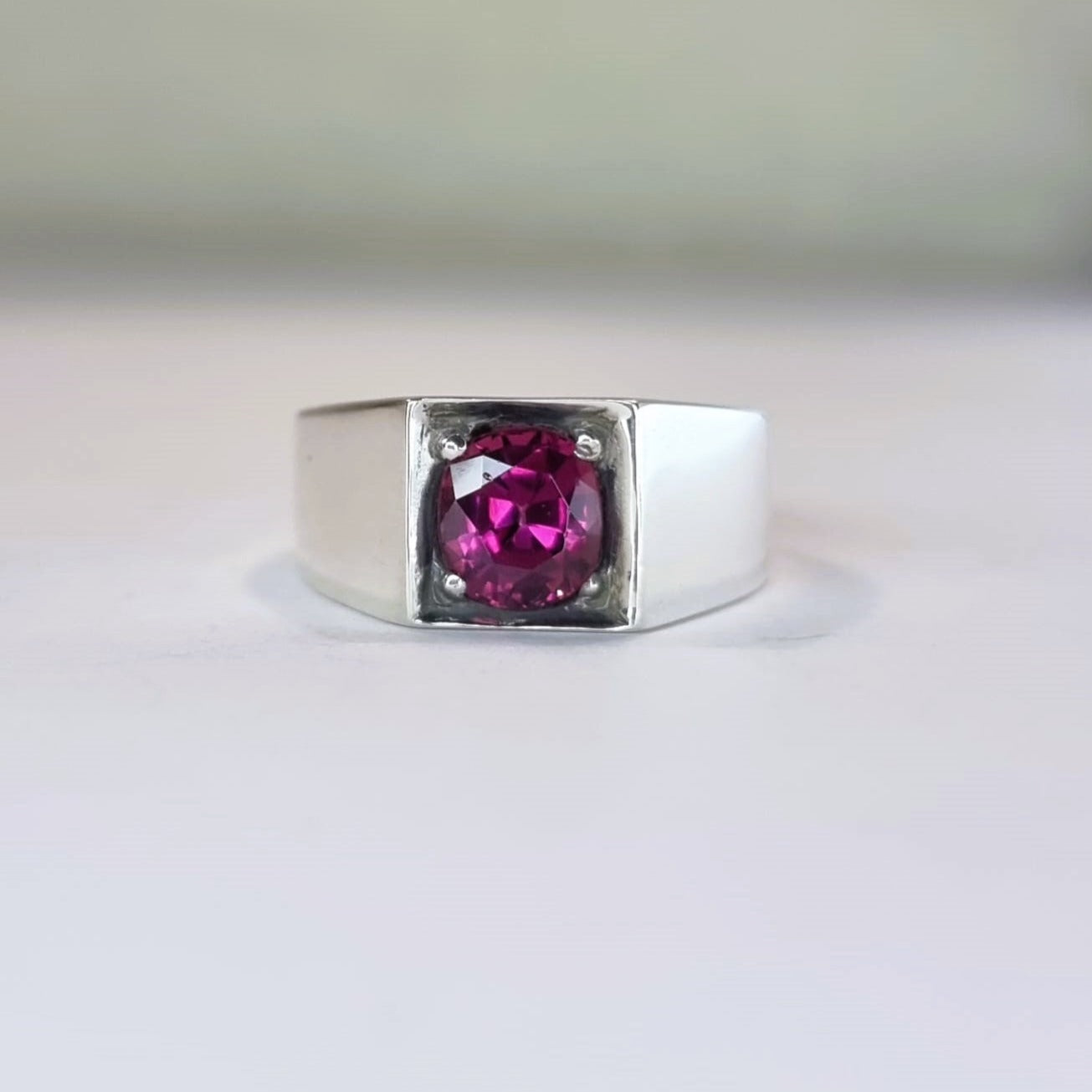 2ct Natural Garnet Birthstone Signet Ring