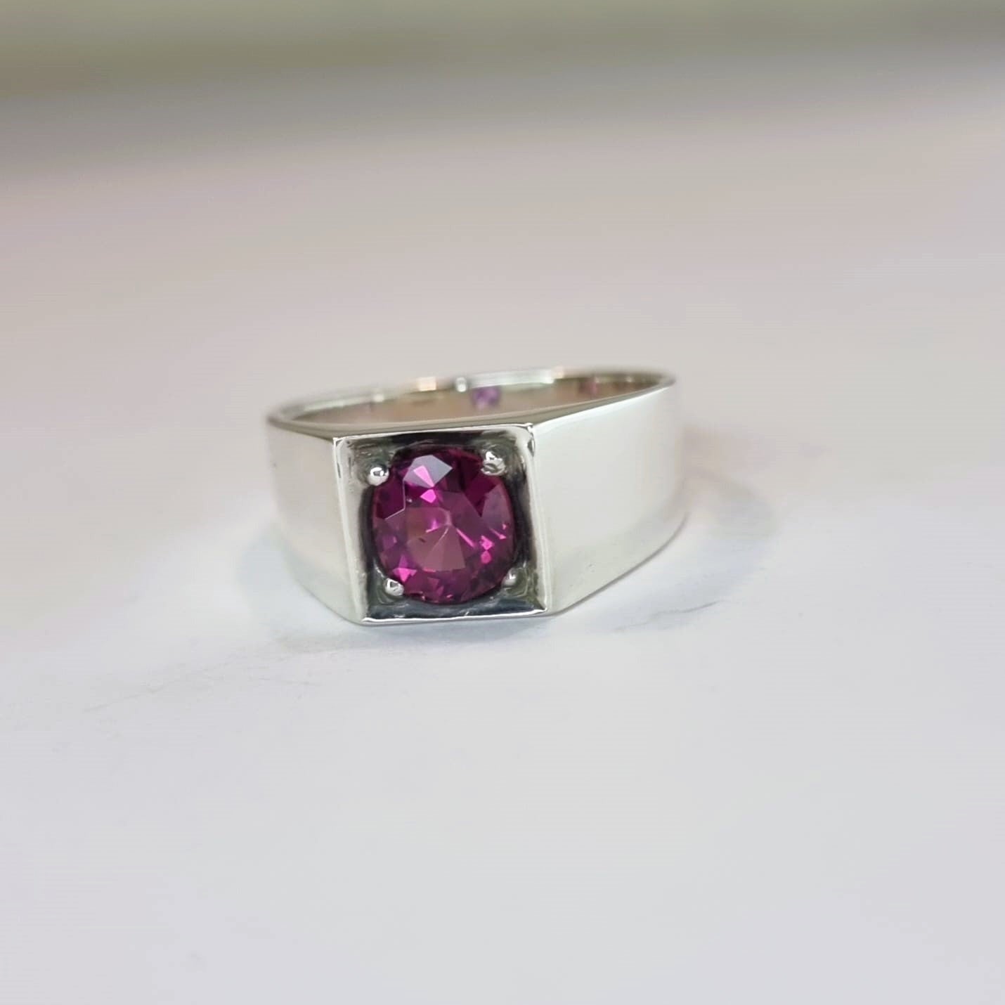 2ct Natural Garnet Birthstone Signet Ring