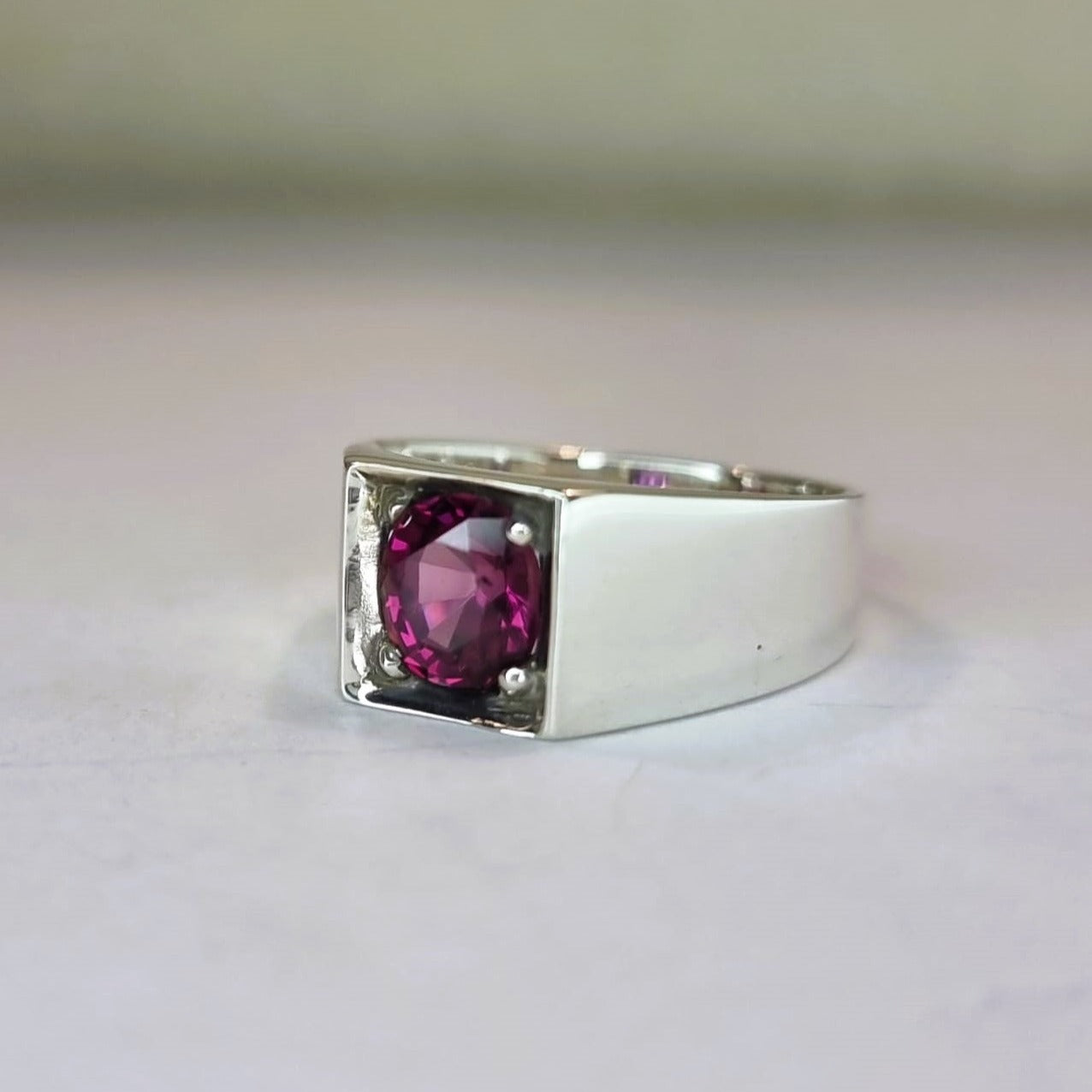 2ct Natural Garnet Birthstone Signet Ring