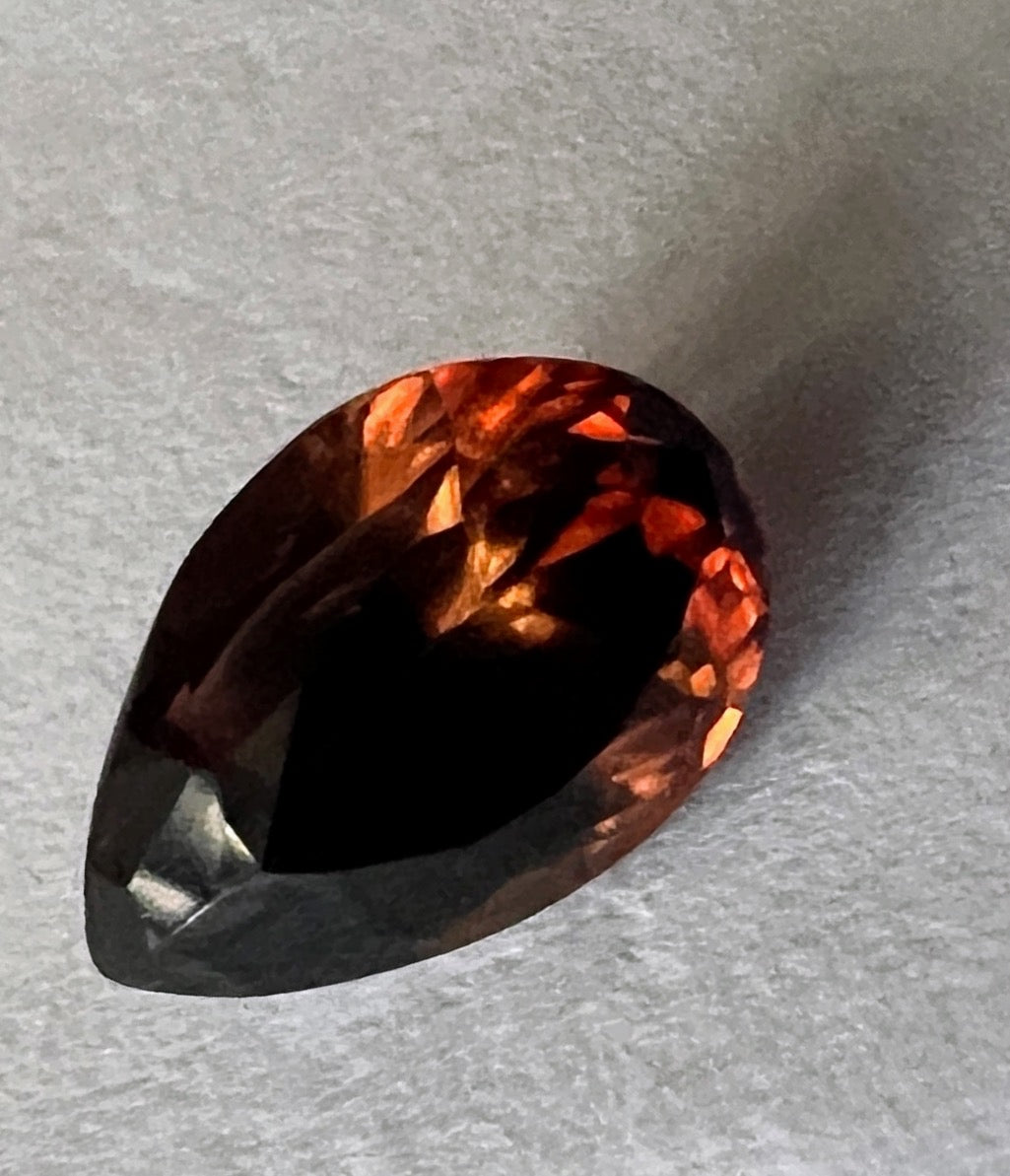 2.02ct Pear Cut Natural Eye Clean Red Zircon loose gemstone