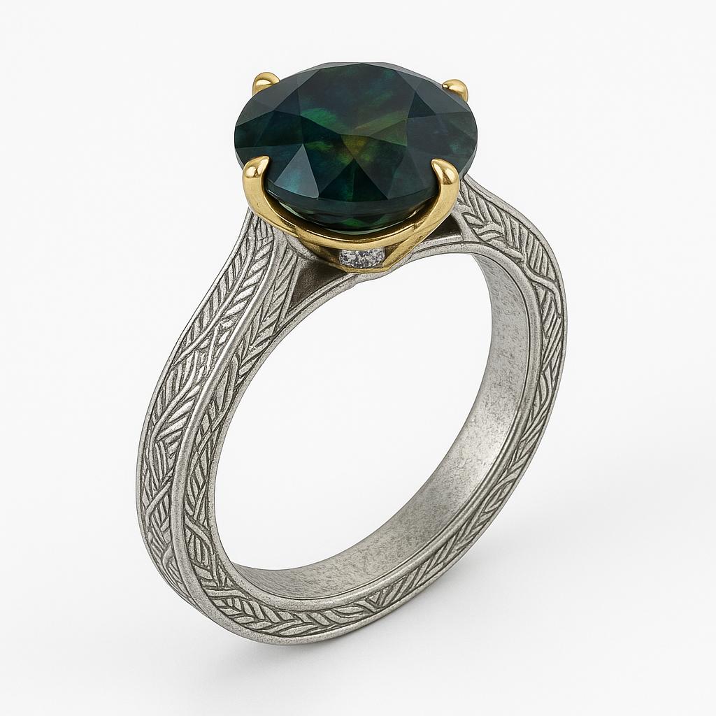 3.10ct Round Natural Navy Blue Sapphire Gemstone