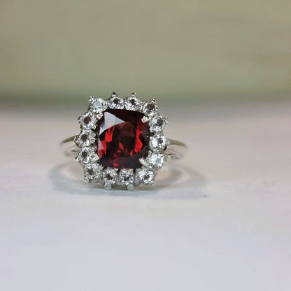 3ct Rectangle Red Garnet Cocktail Ring