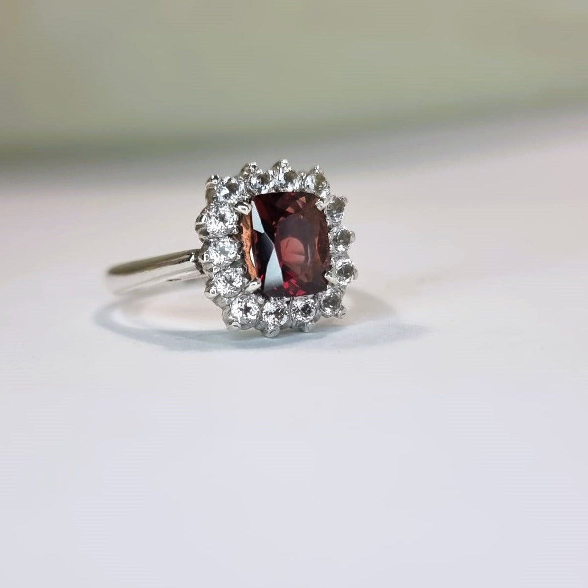 3ct Rectangle Red Garnet Cocktail Ring