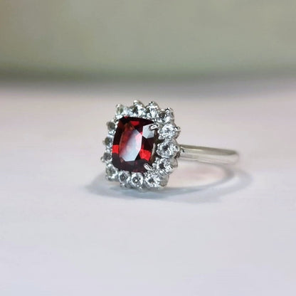 3ct Rectangle Red Garnet Cocktail Ring