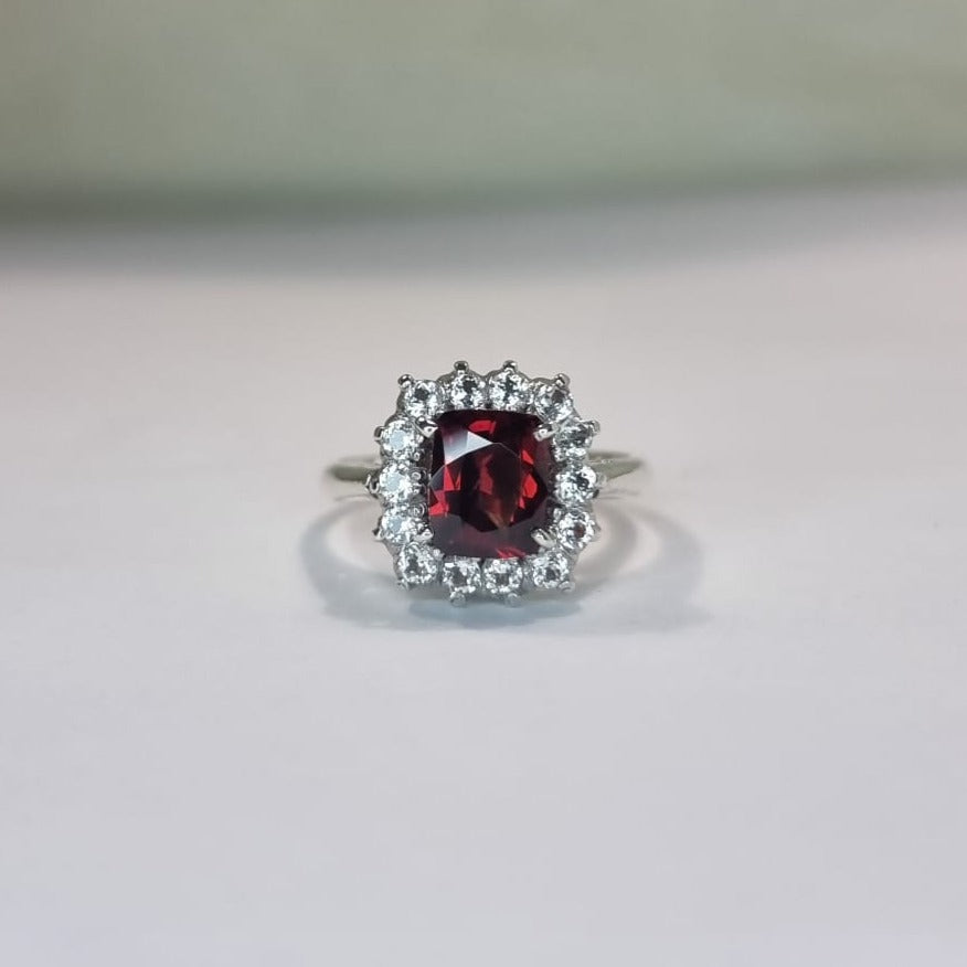 3ct Rectangle Red Garnet Cocktail Ring