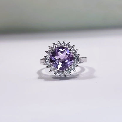 2.50ct Round Cut Purple Amethyst Statement Ring