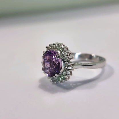 2.50ct Round Cut Purple Amethyst Statement Ring