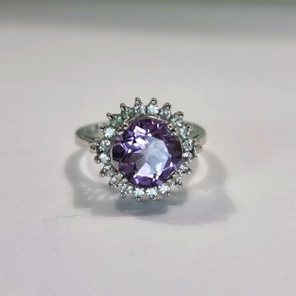 2.50ct Round Cut Purple Amethyst Statement Ring