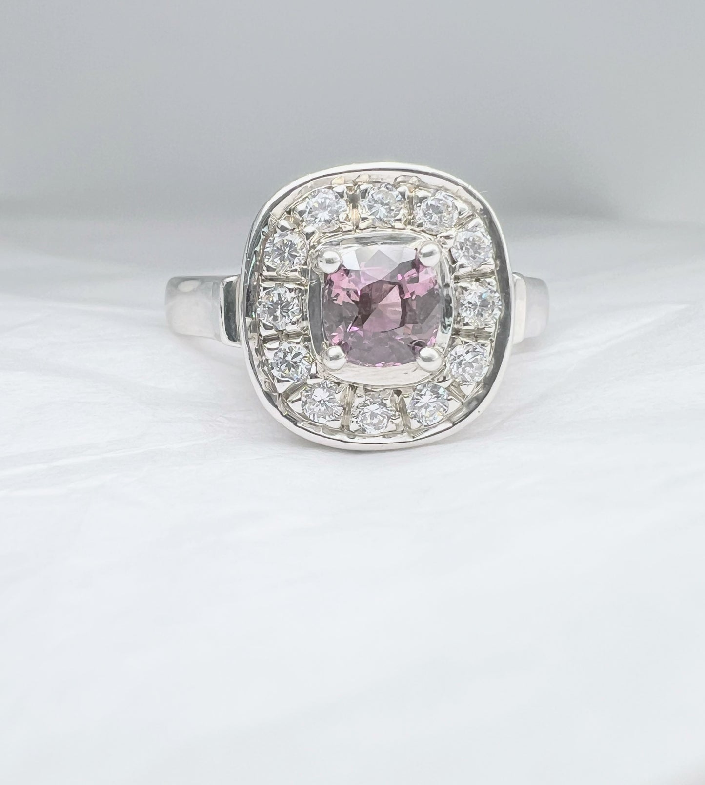 1ct Cushion Pink Sapphire Ring