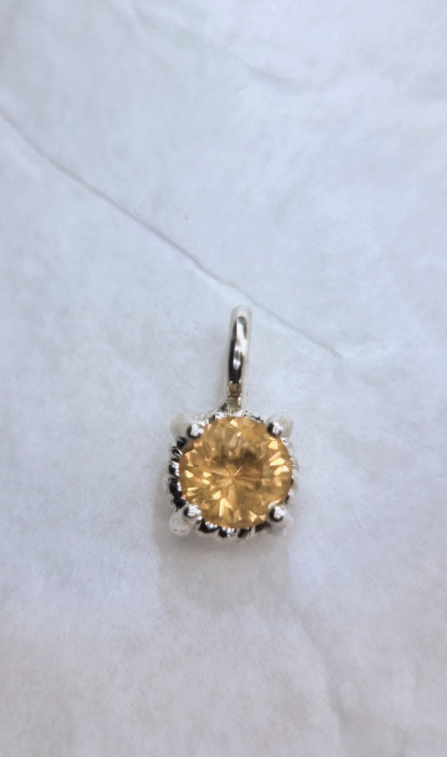 6mm Round Citrine Twist Dainty Pendant in Sterling Silver with Italian Chain