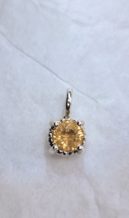 6mm Round Citrine Twist Dainty Pendant in Sterling Silver with Italian Chain