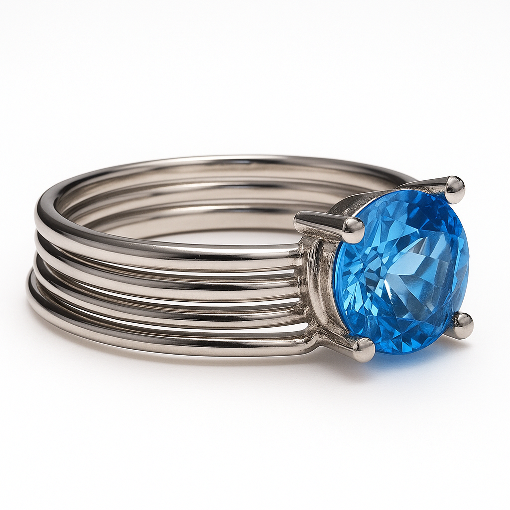 1ct Round Cut Natural Blue Topaz Solitaire Ring
