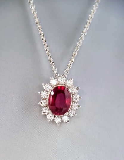 3ct Natural Oval Deep Pink Tourmaline Pendant