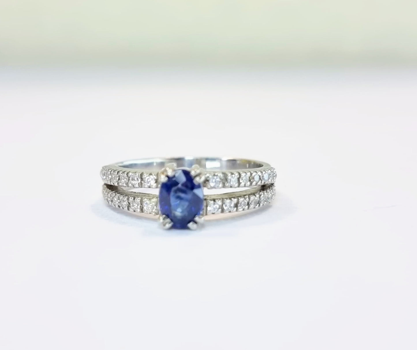 1.5ct Oval Blue Sapphire Engagement Ring