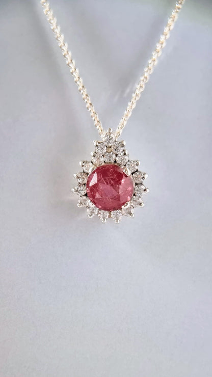 3ct Natural Round Pink Tourmaline Pendant