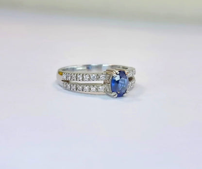 1.5ct Oval Blue Sapphire Engagement Ring