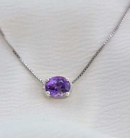 Oval-Cut Amethyst Pendant Necklace in Sterling Silver