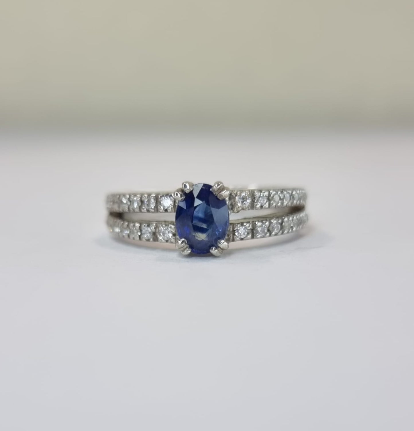 1.5ct Oval Blue Sapphire Engagement Ring