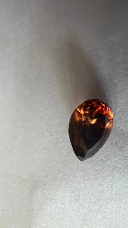 2.02ct Pear Cut Natural Eye Clean Red Zircon loose gemstone