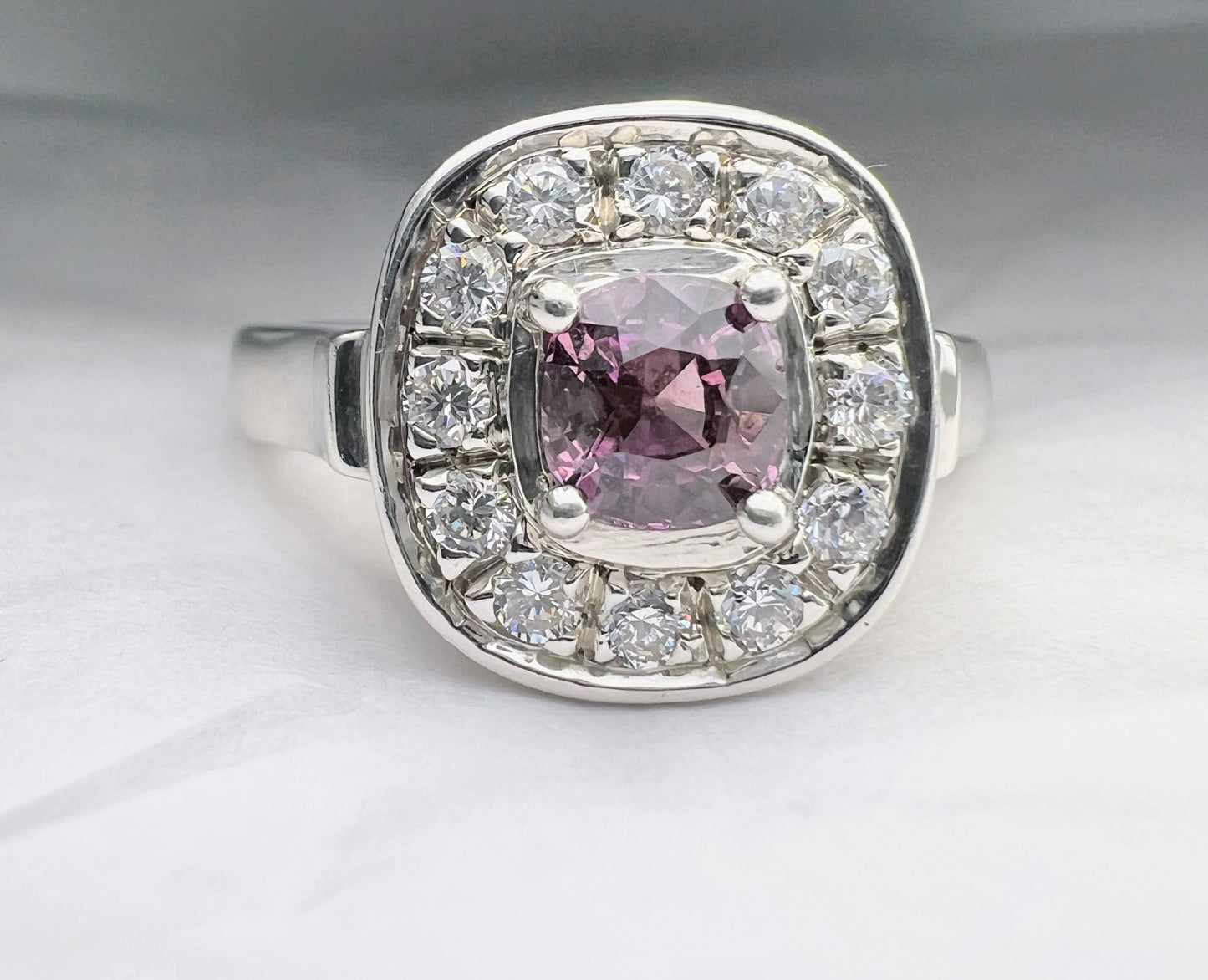 1ct Cushion Pink Sapphire Ring