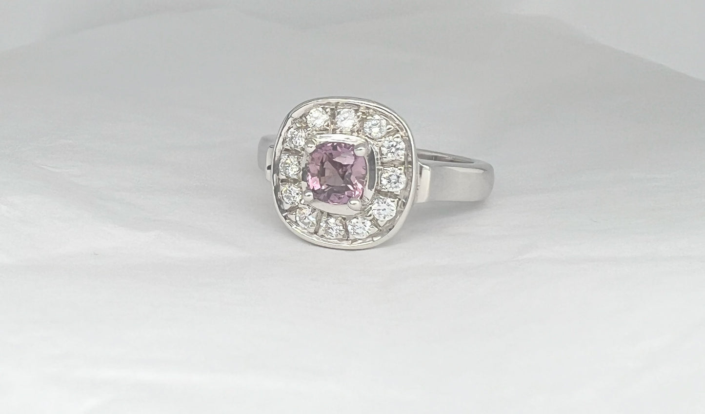 1ct Cushion Pink Sapphire Ring