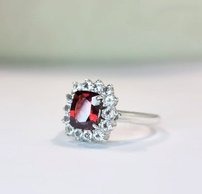 3ct Rectangle Red Garnet Cocktail Ring