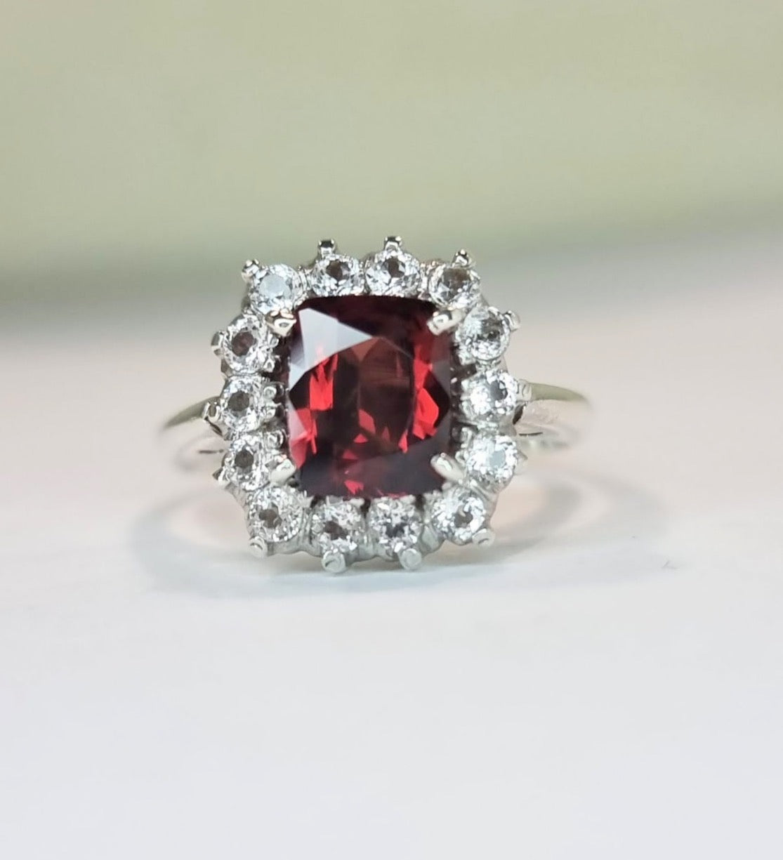 3ct Rectangle Red Garnet Cocktail Ring