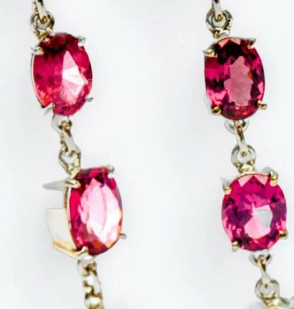 8ct Natural Red Garnet Dangle Earring Platinum Silver