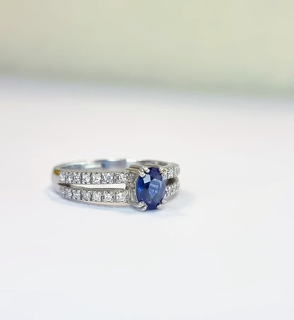 1.5ct Oval Blue Sapphire Engagement Ring