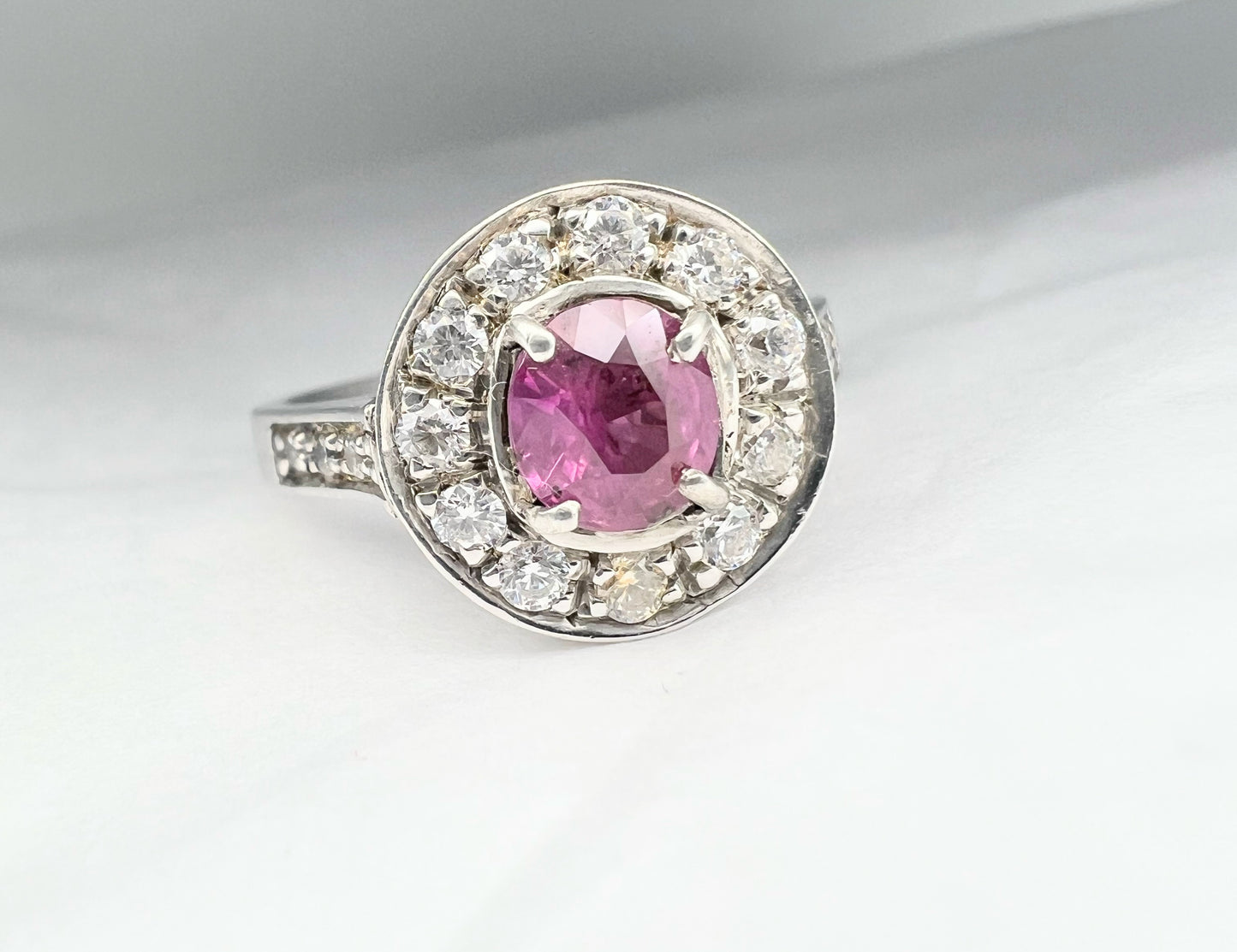 1ct Cushion Pink Sapphire Ring