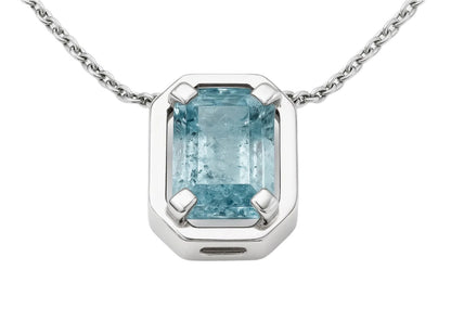 Rectangle Aquamarine Necklace Pendant