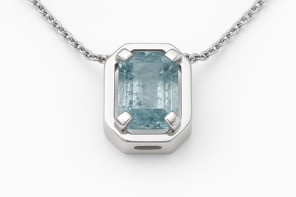 Rectangle Aquamarine Necklace Pendant