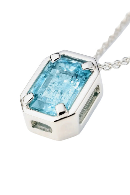 Rectangle Aquamarine Necklace Pendant