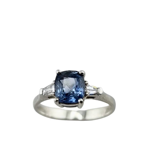 2.5ct Cushion Natural Blue Sapphire Ring