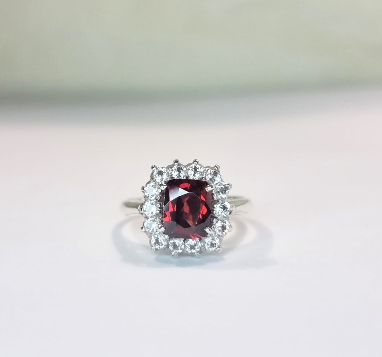 3ct Rectangle Red Garnet Cocktail Ring