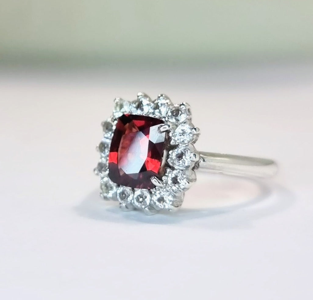 3ct Rectangle Red Garnet Cocktail Ring